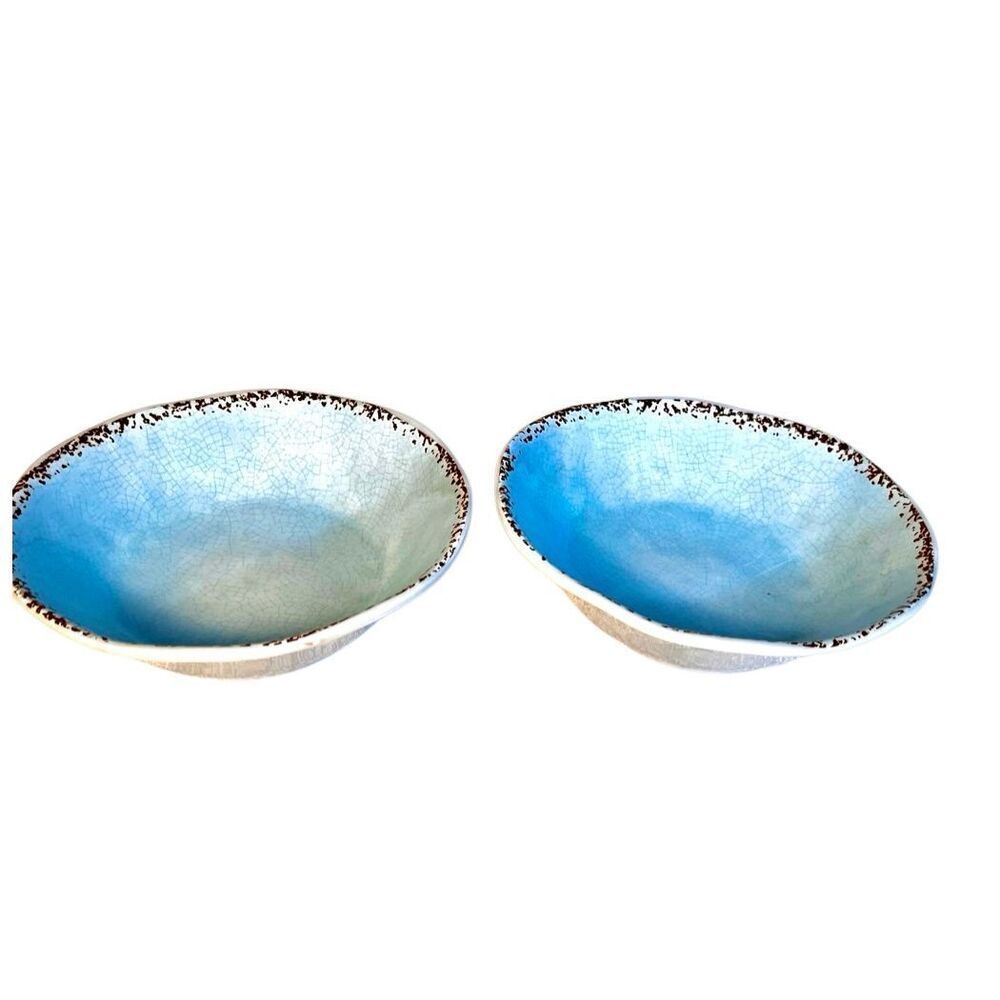 Set of 2 Tommy Bahama Turquoise 'Rustic Crackle' Melamine Cereal Bowls